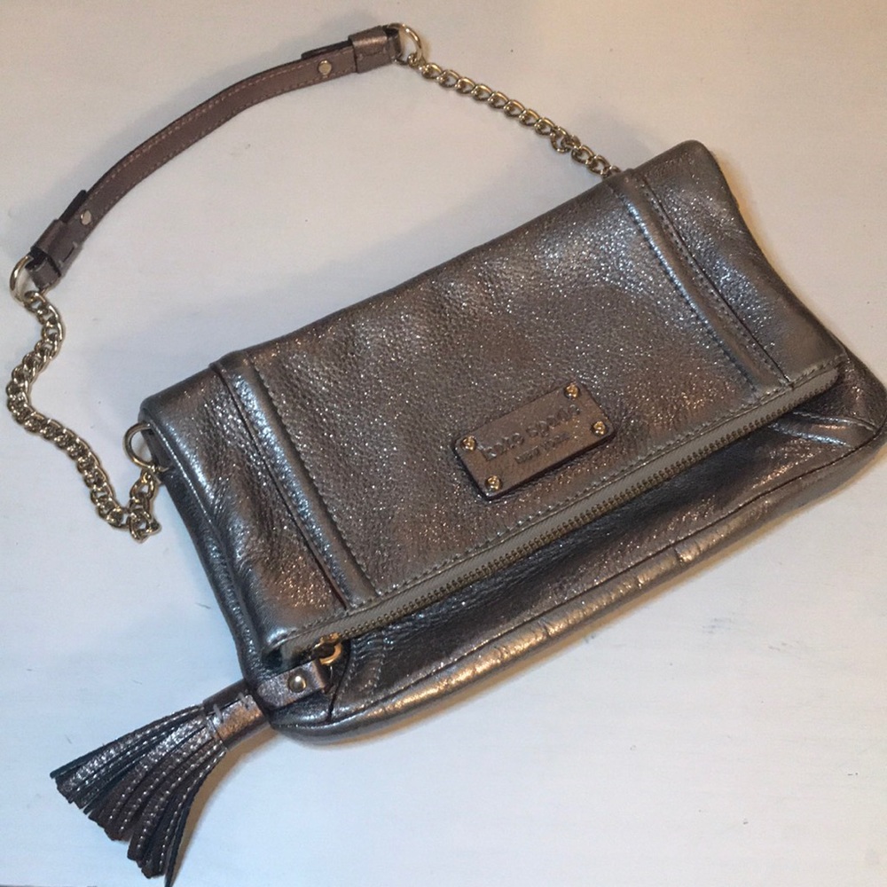 *LOW PRICE* Silver Kate Spade Fold Over Bag